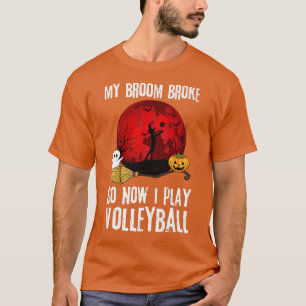 Halloween Witch Playing Volleyball Game Sport Broo T-Shirt