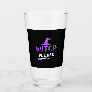 Halloween Witch Please Glass