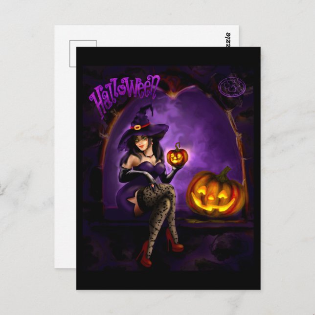 Halloween witch postcard (Front/Back)