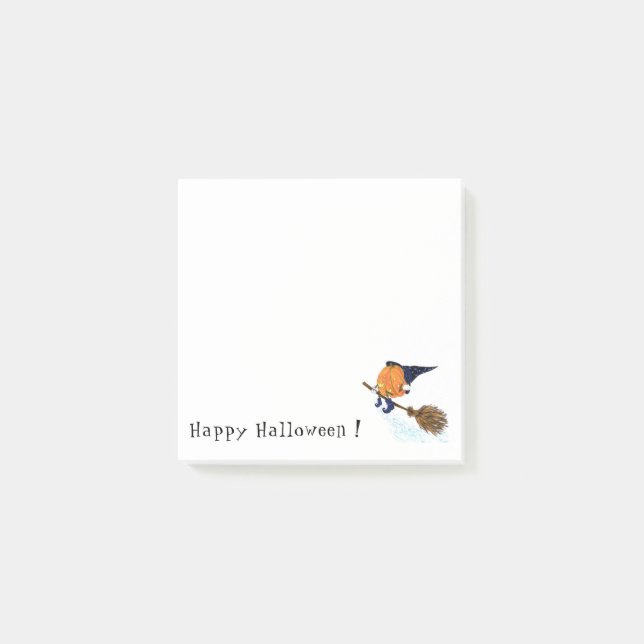 Halloween Witch Pumpkin Flying Fun Post-it Notes (Front)