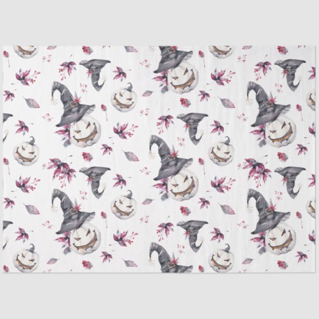 Halloween Witch Pumpkin Gift Wrapping Tissue Paper (Front)