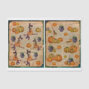 Halloween Witch Pumpkin Paper Decoupage