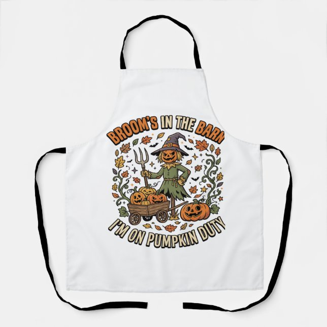 Halloween Witch Pumpkin Patch Humour Apron (Front)