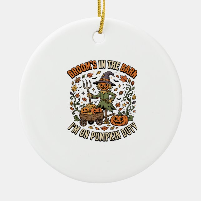 Halloween Witch Pumpkin Patch Humour Ceramic Tree Decoration (Front)