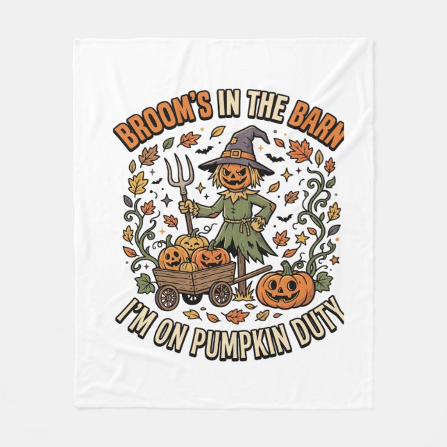 Halloween Witch Pumpkin Patch Humour Fleece Blanket (Front)