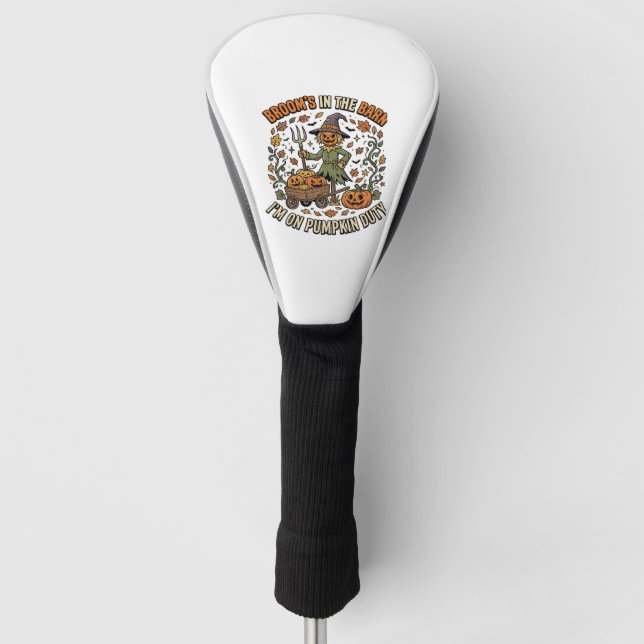 Halloween Witch Pumpkin Patch Humour Golf Head Cover (Front)