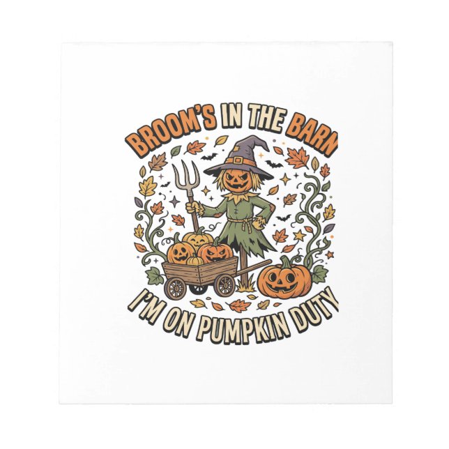 Halloween Witch Pumpkin Patch Humour Notepad (Front)