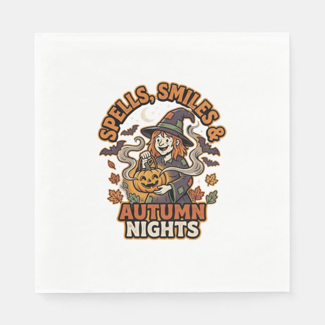 Halloween Witch Pumpkin Vibes Napkin (Front)