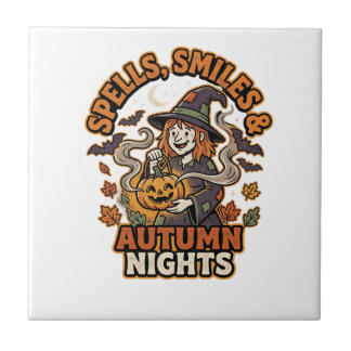 Halloween Witch Pumpkin Vibes Tile