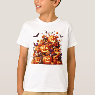 Halloween Witch Pumpkin White Ghost Bats Magic T-Shirt