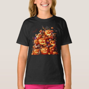 Halloween Witch Pumpkin White Ghost Bats Magic T-Shirt