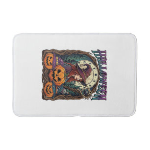 Halloween Witch Pumpkins Moon Phases_1 Bath Mat