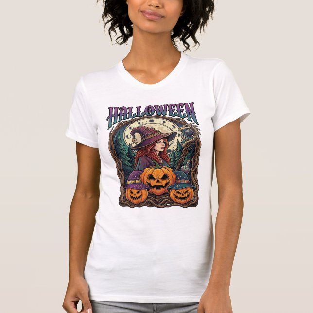 Halloween Witch Pumpkins Moon Phases_1 T-Shirt (Front)