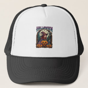 Halloween Witch Pumpkins Moon Phases_1 Trucker Hat