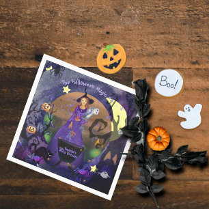 Halloween Witch Purple Birthday Party Napkin