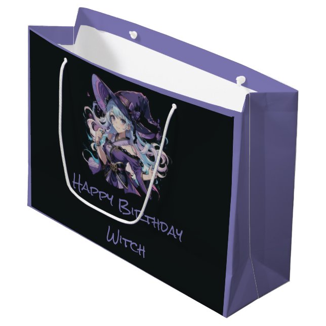 Halloween/Witch/purple Large Gift Bag (Front Angled)