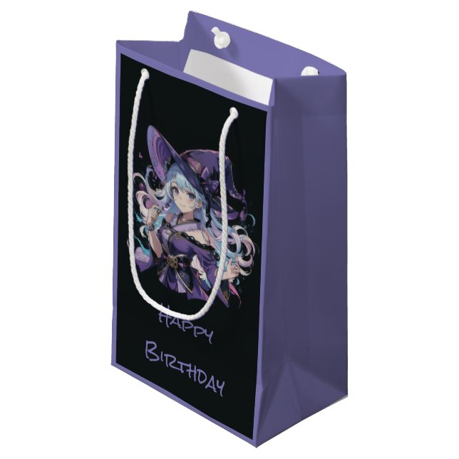 Halloween/Witch/purple Small Gift Bag (Front Angled)