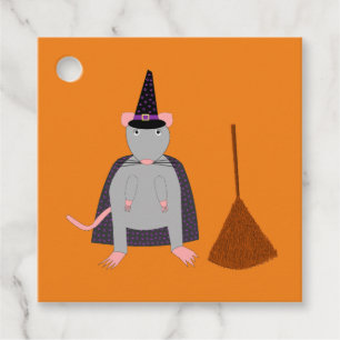 Halloween Witch Rat and Broom Custom Favour Tags