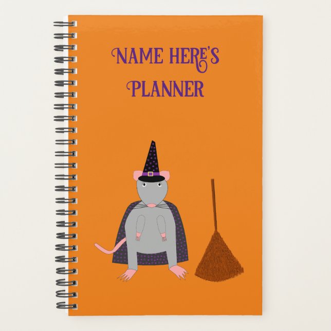 Halloween Witch Rat and Broom Custom Planner (Front)