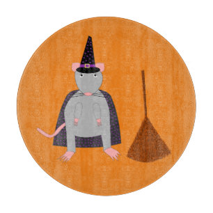 Halloween Witch Rat and Broom Cutting Board