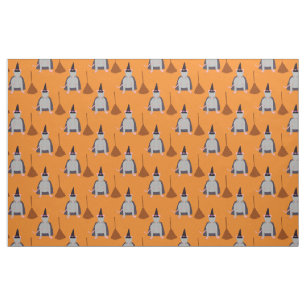 Halloween Witch Rat and Broom Fabric