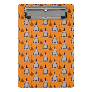 Halloween Witch Rat and Broom Patterned Mini Clipboard