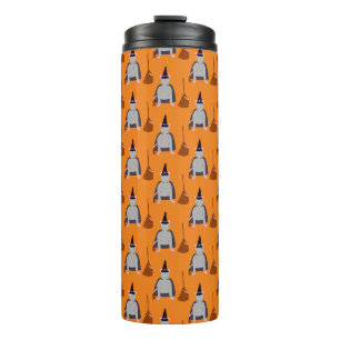 Halloween Witch Rat and Broom Patterned Thermal Tumbler