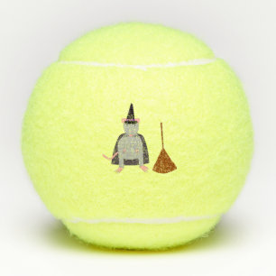 Halloween Witch Rat and Broom Tennis Balls