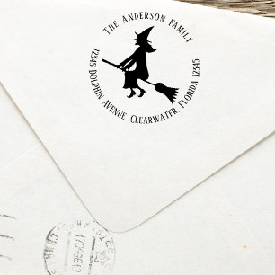 Halloween Witch Return Address Custom Self-inking Stamp