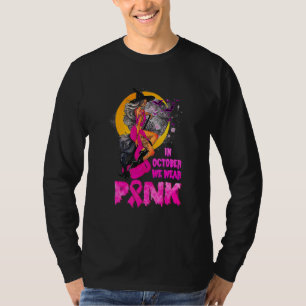 Halloween Witch Riding Broom In October We Wear Pi T-Shirt