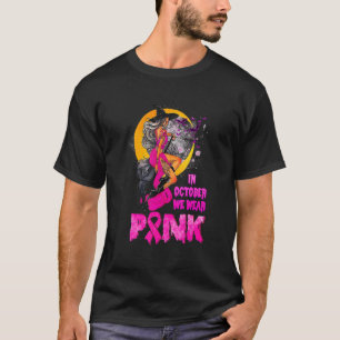 Halloween Witch Riding Broom In October We Wear Pi T-Shirt