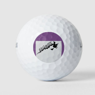 Halloween Witch Riding Broom Thunder_Cove Golf Balls