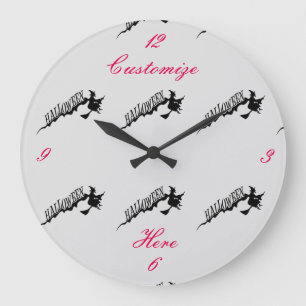 Halloween Witch Riding Broom Thunder_Cove Large Clock
