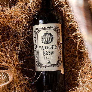 Halloween Witch’s Brew Drinks Funny Spooky  Wine  Wine Label