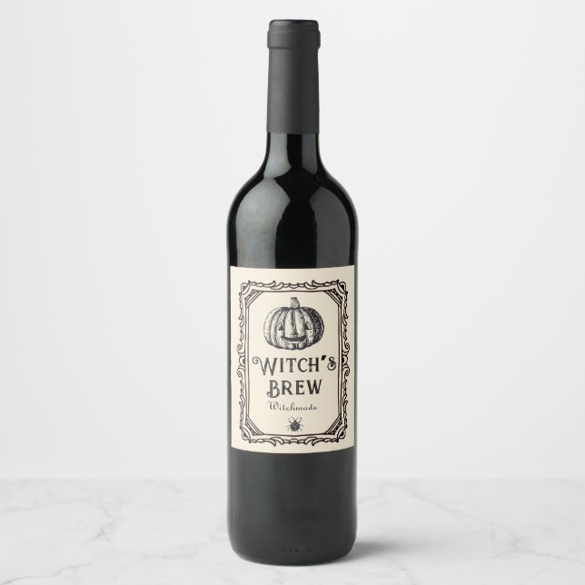 Halloween Witch’s Brew Drinks Funny Spooky  Wine  Wine Label (Front)
