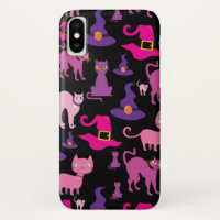 Halloween witch scary Black cat purple decorative