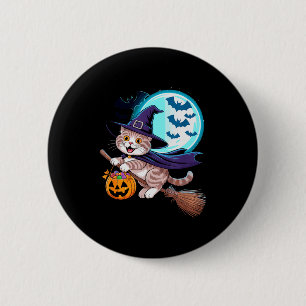 Halloween Witch Scottish Fold Moon Coupari  6 Cm Round Badge