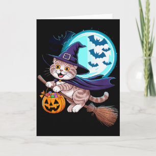 Halloween Witch Scottish Fold Moon Coupari Card