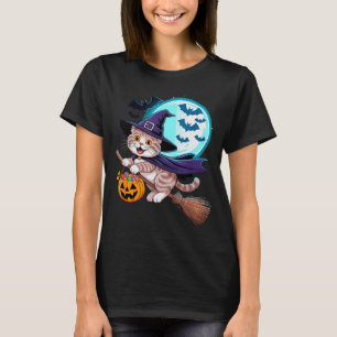 Halloween Witch Scottish Fold Moon Coupari T-Shirt