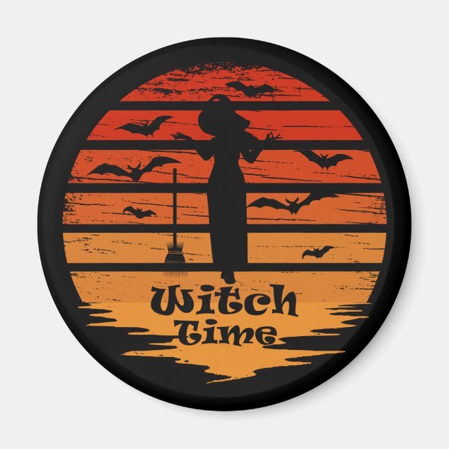 Halloween witch season time magnet (Front)