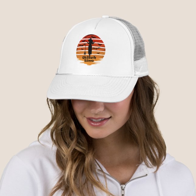 Halloween witch season time trucker hat (In Situ)