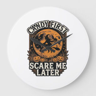 Halloween Witch Shirt Candy Scary Vintage Engravin Large Clock