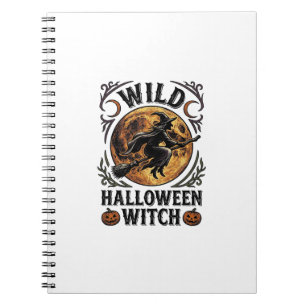 Halloween Witch Shirt Vintage Broom Moon Graphic_1 Notebook