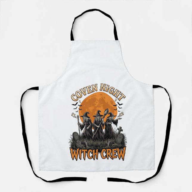 Halloween Witch Shirt Vintage Engraved Coven Night Apron (Front)