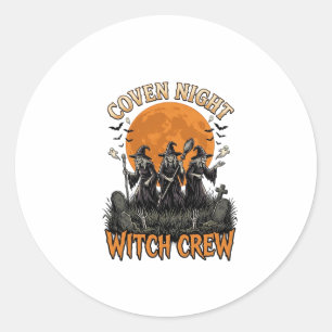 Halloween Witch Shirt Vintage Engraved Coven Night Classic Round Sticker