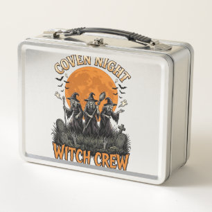 Halloween Witch Shirt Vintage Engraved Coven Night Metal Lunch Box