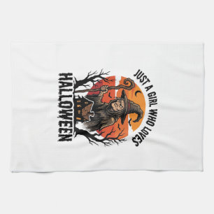 Halloween Witch Shirt Vintage Engraving Costume Ar Tea Towel