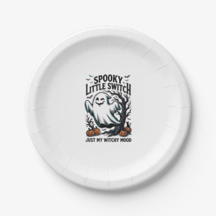 Halloween Witch Shirt Vintage Ghost Humour Design_ Paper Plate