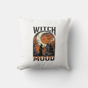 Halloween Witch Shirt Vintage Haunted Moon Design_ Cushion