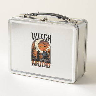 Halloween Witch Shirt Vintage Haunted Moon Design_ Metal Lunch Box